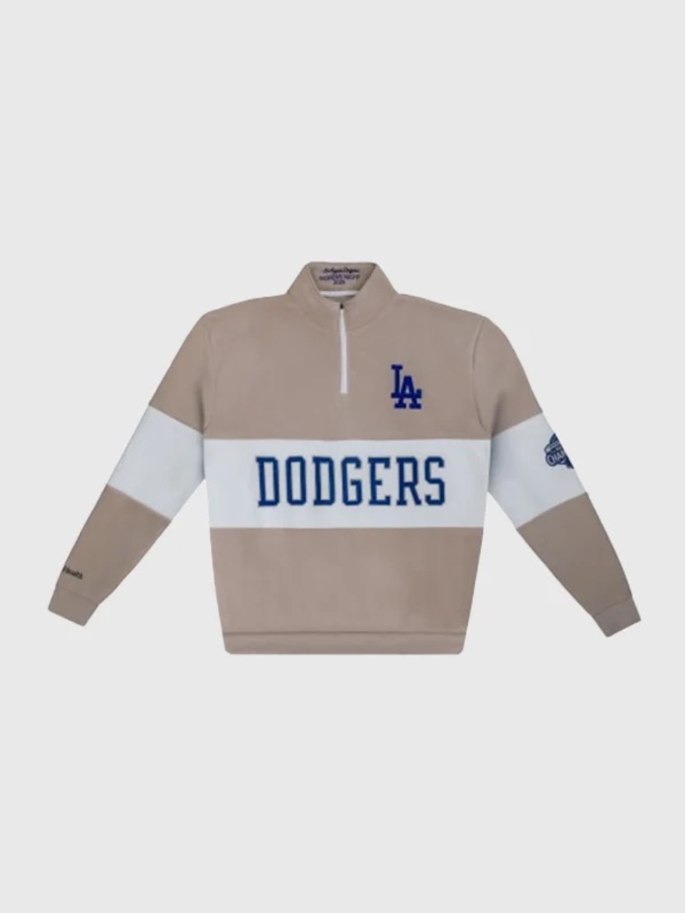 Los Angeles UCLA Dodgers Half-Zip Pullover Sweatshirt - Tan/White